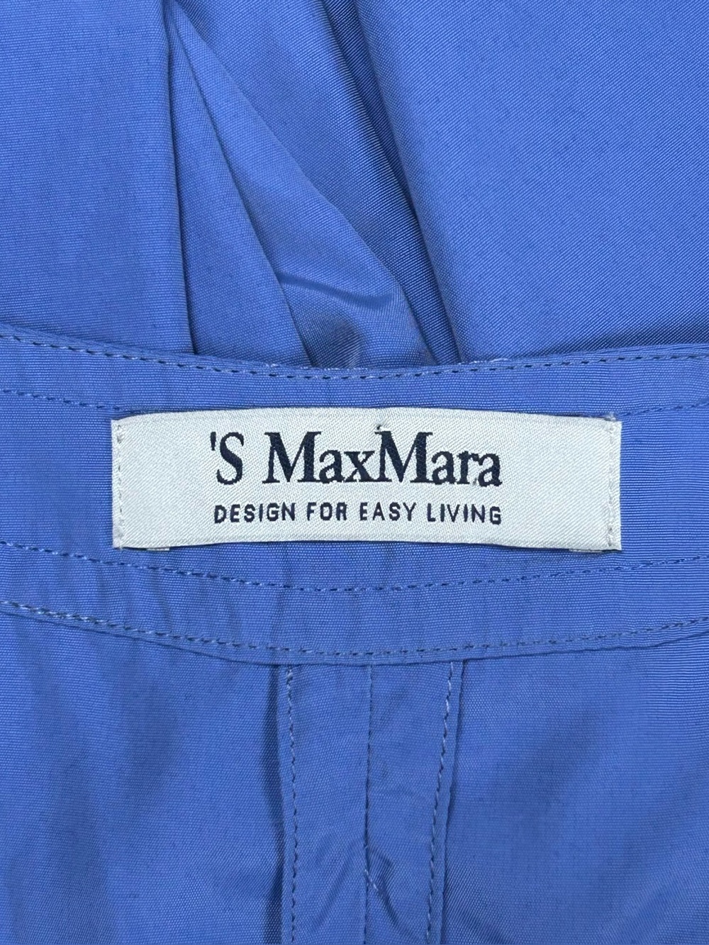 ’S MaxMara Belted Midi Shirt Dress Size 6 Blue Pockets Button Front Preppy - Picture 14 of 16